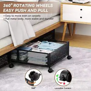 Bedroom Clothes Shoes Blankets Under Bed Storage Box Foldable Underbed Storage Container with Wheel