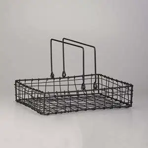 Black Iron Wire Basket L-14xW-12xH-3.5 Inches