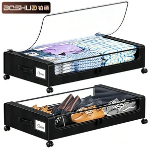 Space Saving Under Bed Storage Bin with 360 Rotation Caster Removable Fabric Underbed Clothes Organizer Box