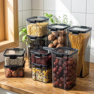 High Quality PET Stackable Space Saving Clear Plastic Kitchen Canisters For Kitchen Pantry Organization Modular Storage Solution