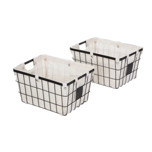 Set of 2 Small Metal Fabric Storage Baskets with Customized Sizes and Free Samples Available Practical and Stylish