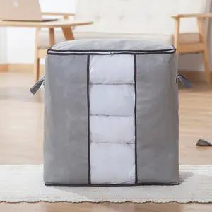 Large Capacity Foldable Clothes Storage Bag/ Non-woven Quilt Bag / Moisture Proof Organizer Bag With Clear Vision