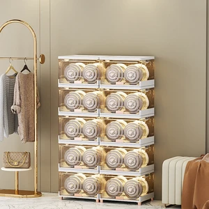 Cajas De Zapatos Transparentes Installation Free Rack Collapsible Dustproof Foldable Shoe Storage Box 2 Layer Boxes for Sneakers