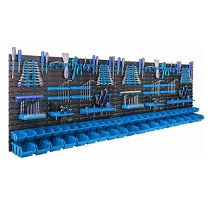 Wall Mounted Plastic Storage Box Pegboard 1728x780mm with 46 Stackable Storage Boxes Garage Storage Bins
