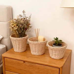Factory Hot Sale Natural Eco-friendly Hand Woven Snacks Sundries Storage Basket