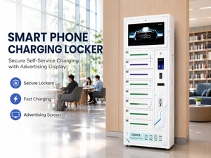 Commercial 8 Door Smart Phone Charging Locker with Advertising LCD Screen Mobile Charging Station for Mall Airport Library