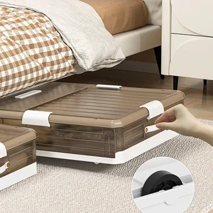 Foldable Japandi Style Under Bed Storage Bag Organizer Rectangle Plastic Injection PP Rattan Storage Box Clothing New Product