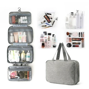 Portable Waterproof Folding Makeup Bag with Hanging Hook Bathroom Wash Bag Travel Cosmetic Bag