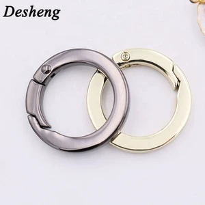 Bag Accessory Alloy Round Snap Clip Flat Metal Spring Gate O Ring for Handbag