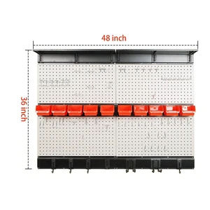 Wall Mount Steel Power Tool Storage Rack with Tool Shelf and Hooks Customizable Size