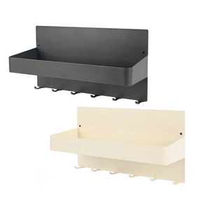 Extra Strong Magnetic Fridge Shelf Organizer Rack With 5 Movable Hooks No Drilling Magnetic Storage Basket For Kitchen