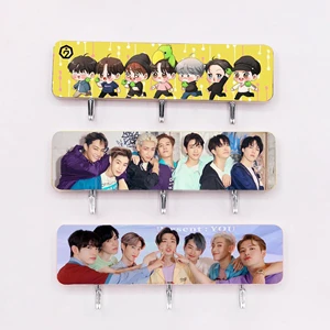 Spot Plastic Acrylic Hook Creative Cute Anime Cartoon Star Design UV Printed Strong Seamless Punch-Free Sticky Souvenir Hook