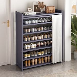 Wooden Wall-Foldable Shoe Cabinet Space-Saving Narrow Entryway Organizer for Bedroom Living Room and Closet