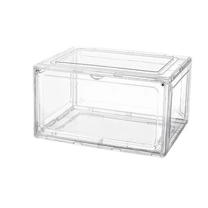 Transparent Plastic Storage Shoe Box Hard Plastic PET Transparent Stackable Shoe Storage Bins Sneakers Organizer Foldable