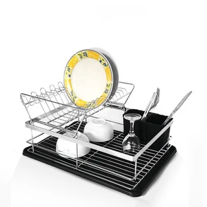 Hot Selling 2-Layer Stainless Steel Wire Rack Steel Storage Shelves Kitchenware Accessories Dish Rack Double Manufacturer Direct