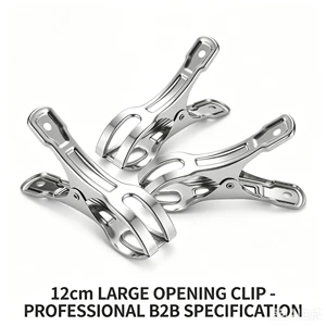 Wholesale 12cm Stainless Steel Opening Clips 6cm Max Jaw Professional Windproof Hanger Fixed Clamps For Laundry Rod 5pcs/Pack