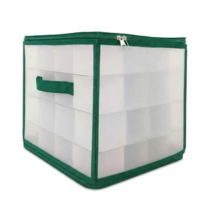 Clear Christmas Ornament Storage Cube Flat-Pack Zippered Organizer