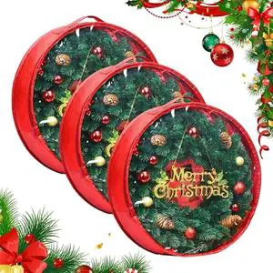 Christmas Wreath Storage Bag Large Transparent Organizer For Holiday Decoration Reusable Storage