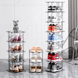 New Nordic Style Simple Shoe Stand Multifunctional Stackable Foldable Shoe Storage Rack DIY Plastic Shoe Display Cabinet