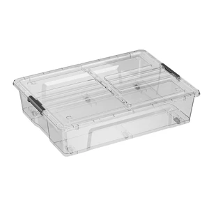 55L clear Plastic Transparent Underbed Storage Box with Split Lid