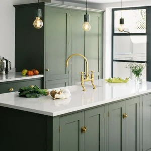 CBMmart Green Shaker Cabinet Pantry Storage Cabinets Solid Wood Lacquered Kitchen Cabinet