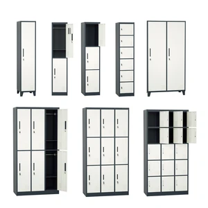 Mult-Door Steel Security Storage Lockers Gym Office Locker Cupboard with Electronic & Key Lock Metal Locker Cabinet Card Slot