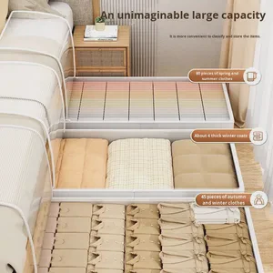 Under-Bed Classic Square Moisture-Proof Drawer-Type Storage Box with Over 35L Capacity Quilt Organizer