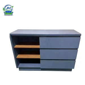 Modern Minimalist Solid Wood Three-Drawer Chest with Open Shelves for Apartment Bedroom Living Room