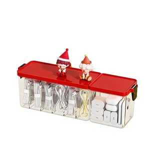 Plastic Rectangular Multifunction Wire Storage Organizer Box for Desktop Data & Charging Cable Storage