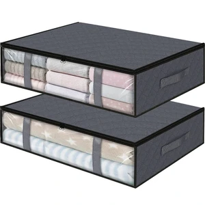 Large Foldable Underbed Storage Bins Containers Drawers Organizer Heavy Duty Under Bed Storage Bags Clothing Storage Box