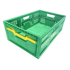 PP Plastic Mesh Crate Turnover Box Vegetable Fruit Basket Collapsible Plastic Vented Stocked Folding Crate