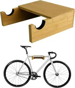Solid Wood Horizontal Bike Wall Mount Rack Space Saving Home Garage Apartment Office Storage Solution Organizer