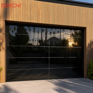 Custom Electric Sectional Roller Garage Door Cheap Full View Aluminum Frameless Garage Door