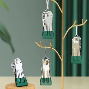 Multi Function Modern Stainless Steel Colorful Metal Wide-mouth Flat Clip Without Trace Living Room Clothespins for Drying