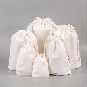 Reusable Canvas Cotton Diy Crafts Party Wedding Christmas Storage Home Party Art Supplies Custom Logo Blank Drawstring Cinch Bag