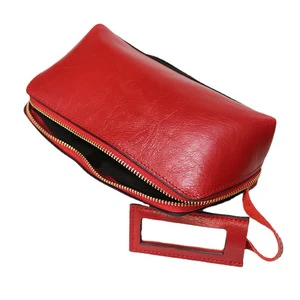 Fashionable New Business Travel Mouth Red Envelope Makeup Toilet Bag, Simple Zipper Storage Handbag