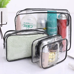 OEM LOGO Transparent Waterproof Toilet Bag Portable Outdoor Travel Cosmetics Storage Bag Multi Functional PVC Storage Bag