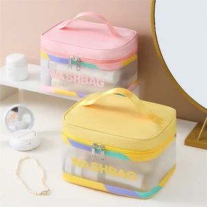 New Upgrade Travel Wash Bag High Quality PVC Waterproof Toiletry Storage Bag Hanging Makeup Cosmetic Bag with Handle