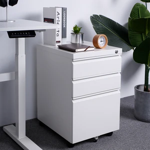 CAB01-1 3 Drawer Wheeled Mobile File Cabinet With Lock Under Desk Office For Home Office File Organizer