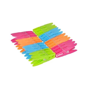 Haixing Cheap Durable and Fashion Plastic 24pcs Clothespin Clips Eco-friendly Cloth Household Items