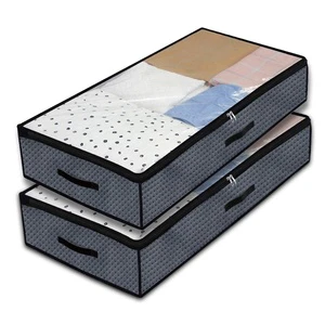 Thick Breathable Underbed Clothes Storage Bags Zippered Organizer Foldable Under Bed Bags Under Bed Storage Boxes EHL2823