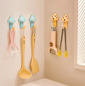 Creative Cartoon Self Adhesive Clothes Key Wall Hook Bag Hanger Punch-free Stick Wall Kitchen Bathroom Coat Rack Cartoon Hook