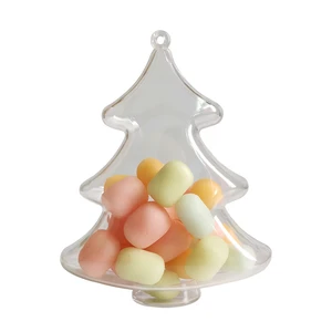 Fashionable and Creative Transparent Hanging Hole Christmas Tree Plastic Candy Storage Box Party Supplies