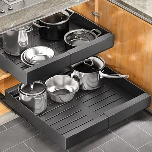 Kitchen Organizer Pull-Out Drawer Basket Kitchen Cabinet Slide for Cookware Home Storage & Organization