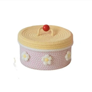 Cotton Rope Woven Storage BasketHand-woven Storage Basket with Lid