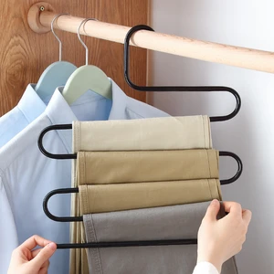 Anti-Slip S-Shape Pants Hanger Stainless Steel Towel Drying Rack Foldable Scarf Storage Organization Clothes Hook