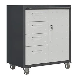 Black/Gray Sturdy Metal Tool Storage Cabinet with Wheels Garage and Office Home Organizer Solutions Lockers Product Category