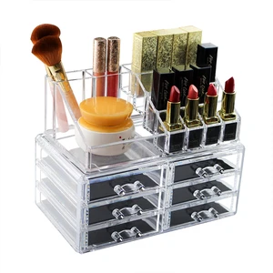 6 Drawers Makeup Organizer Jewelry Storage Box Lipstick Holder Cosmetic Storage Case Plastic Transparent Storage Box Save Space