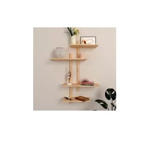 Top Selling Wooden Wall Rack Handicraft Acacia Wood Rack Wall Mounted Storage Rack Shelf for Low Price