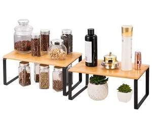 Cabinet Shelf Organizers Set of 2 Kitchen Counter Shelves